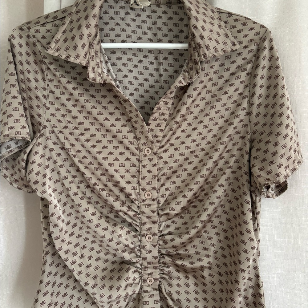 paper doll Taupe Printed Blouse